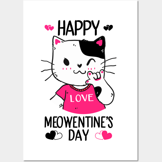 Cute Cat Valentines Day for Girls Kitty Quote Wall Art by DragonTees